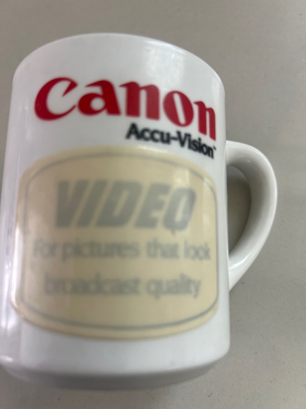 Canon Vintage 80's White Ceramic Mug with Red Logo - Picture 2 of 5